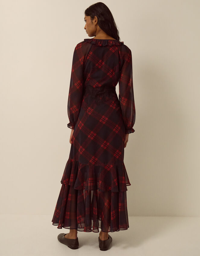 Rowena Check Lace Midi Dress, Red (RED), large