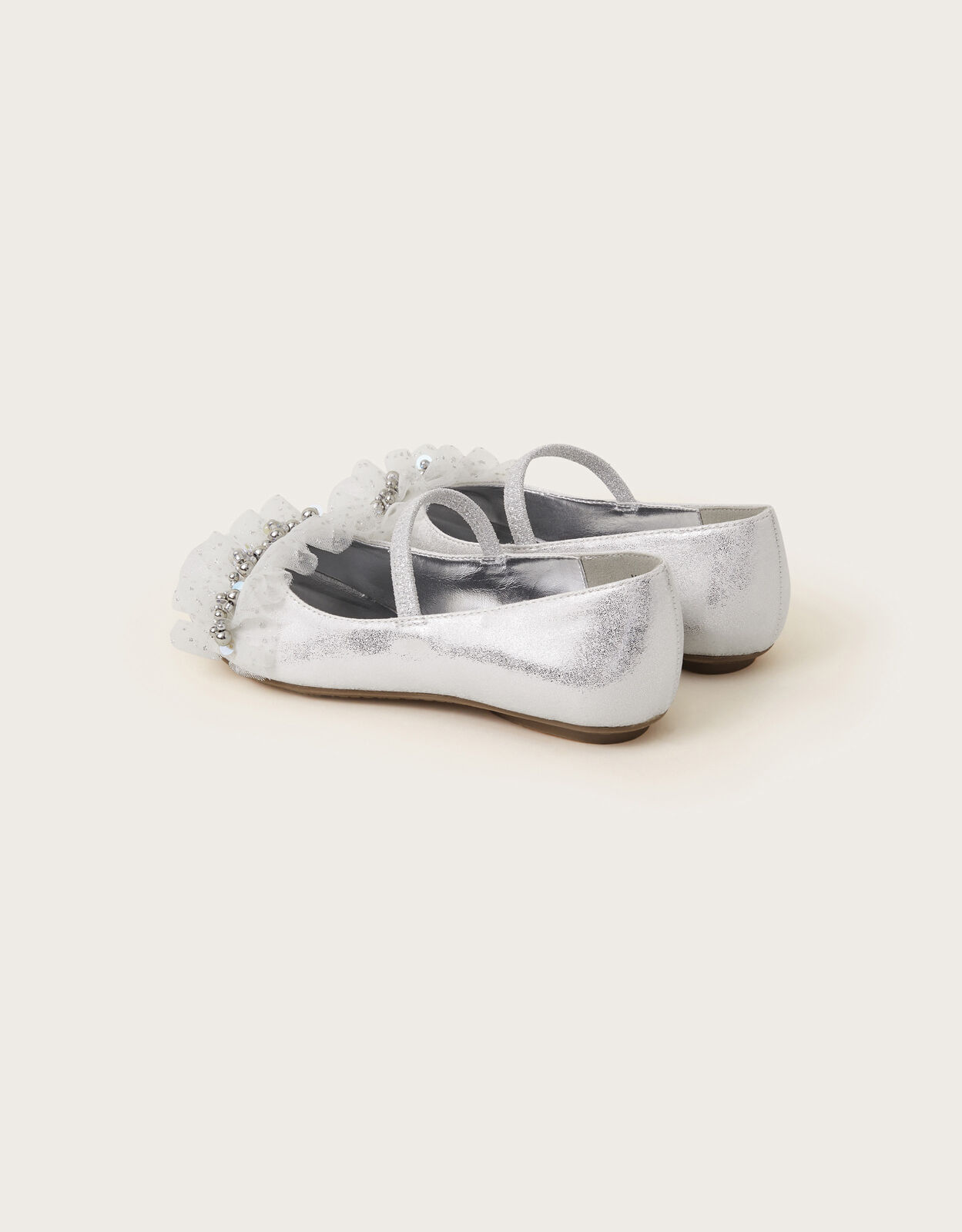Land of Wonder Beaded Ballet Flats Silver