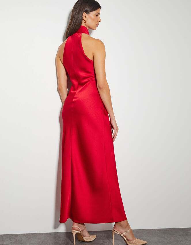Jodie Halter Satin Maxi Dress, Red (RED), large