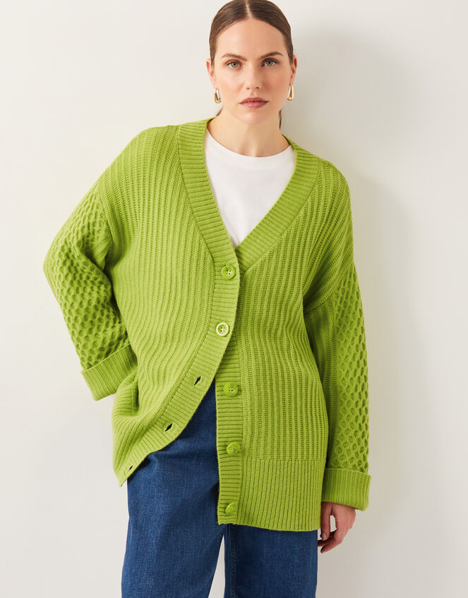 Opal Oversized Knit Cardigan, Green (GREEN), large