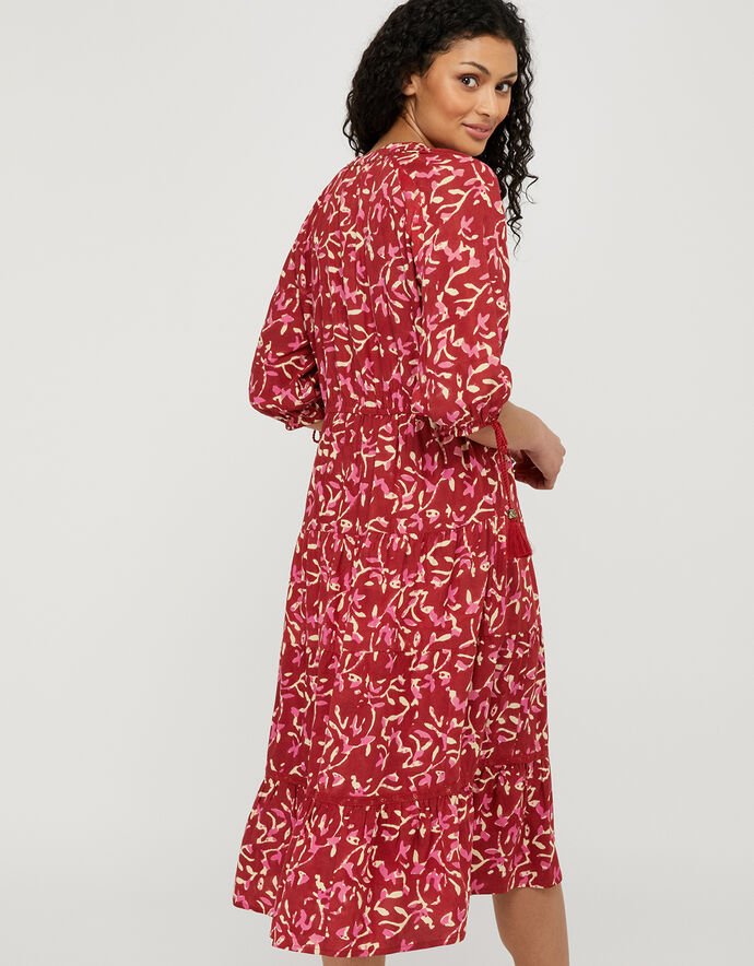 ASHOKA Blake Woodblock Dress in LENZING™ ECOVERO™ Red