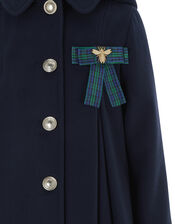 Navy Swing Coat with Bee Brooch, Blue (NAVY), large