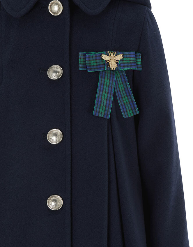 Navy Swing Coat with Bee Brooch, Blue (NAVY), large