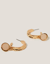 Gem Drop Hammered Hoop Earrings, , large