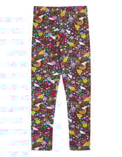 Frugi Leona Heart Print Leggings , Blue (NAVY), large