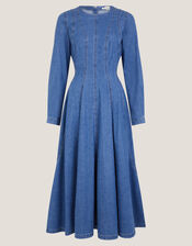 Isadora Denim Midi Dress, MID BLUE, large