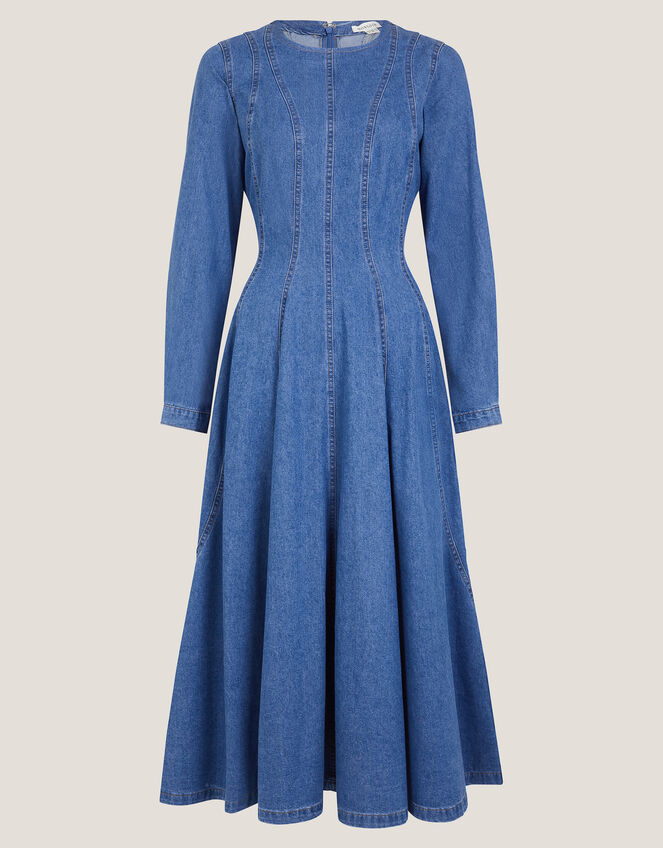 Isadora Denim Midi Dress, MID BLUE, large
