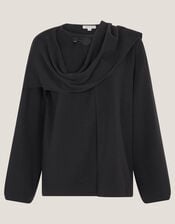 Simmi Asymmetrical Scarf Cardigan, Blue (NAVY), large