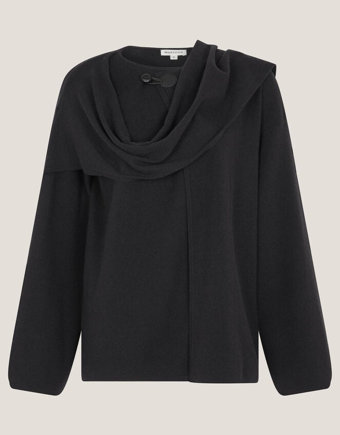 Simmi Asymmetrical Scarf Cardigan, Blue (NAVY), large