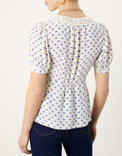 Patsy Polka Dot Tea Top, Ivory (IVORY), large