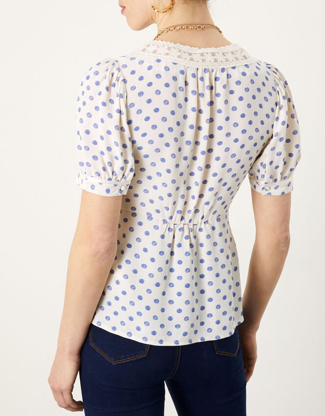 Patsy Polka Dot Tea Top, Ivory (IVORY), large