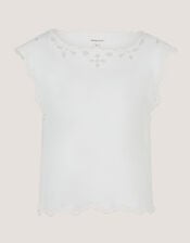 Gaia Floral Cutwork Top, Ivory (IVORY), large