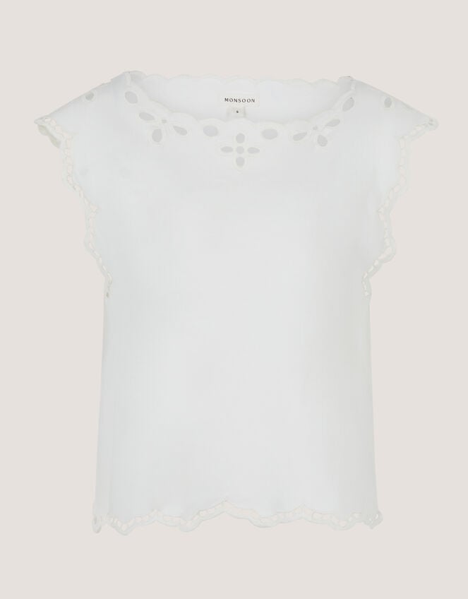 Gaia Floral Cutwork Top, Ivory (IVORY), large