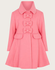 Triple Bow Coat in Wool Blend, Pink (PINK), large