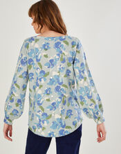 Button Back Detail Printed Jumper , Blue (BLUE), large