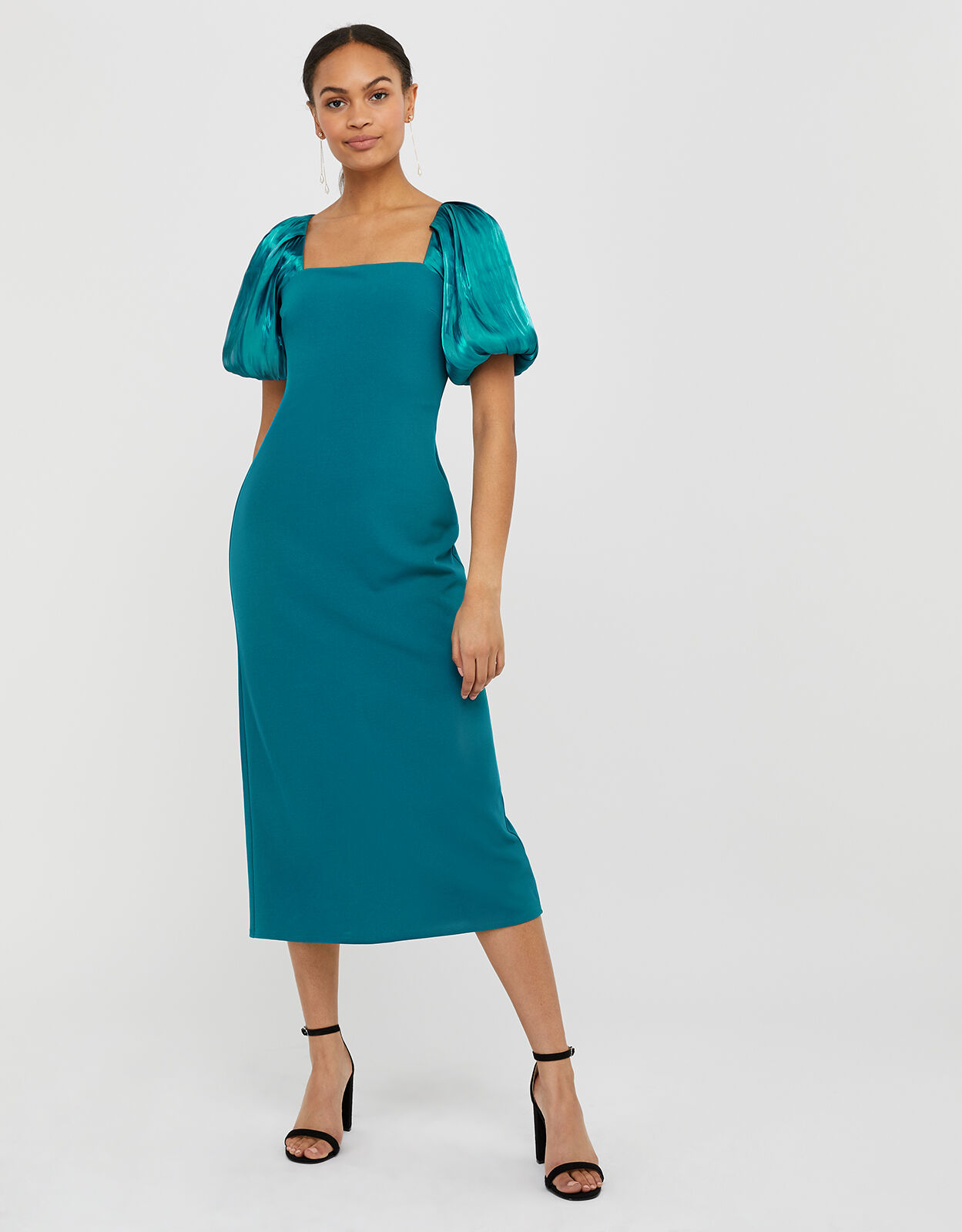 teal maxi dress with sleeves