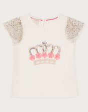Crown Sequin Top , Ivory (IVORY), large