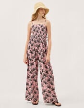Palm Print Strappy Jumpsuit, Pink (PINK), large