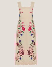 Agata Floral Embroidered Midi Dress, Cream (CREAM), large