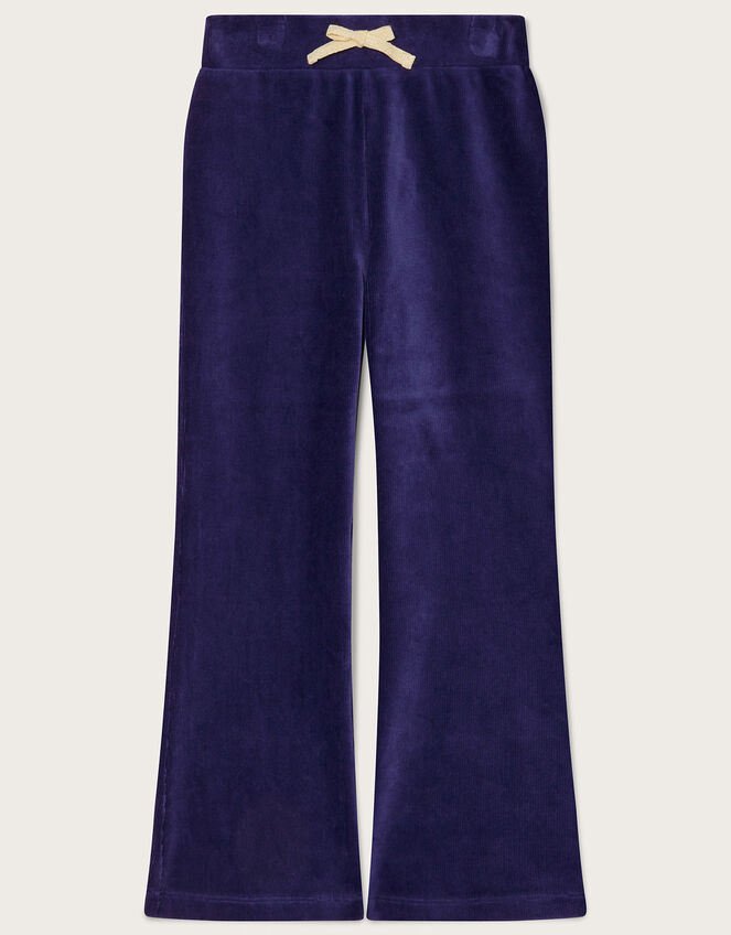 Velour Kick Flare Joggers Blue | Girls' Trousers & Leggings | Monsoon UK.