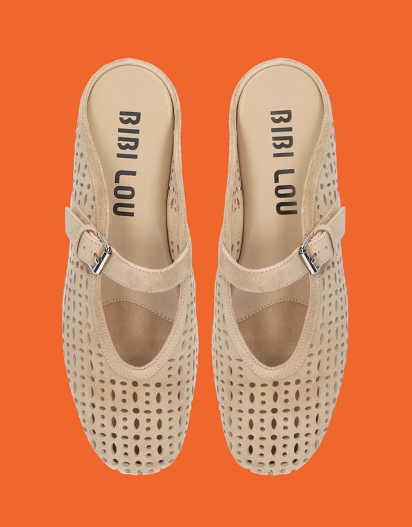 Bibi Lou Maia Suede Mule Flats, Camel (BEIGE), large