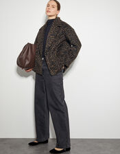 Lily Leopard Print Jacket, Black (BLACK), large