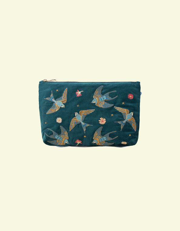 Elizabeth Scarlett Swallows Velvet Pouch, , large