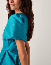 Sandra Puff Sleeve Midi Dress, Teal (TEAL), large