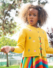 Frugi Maia Embroidered Cardigan, Yellow (YELLOW), large