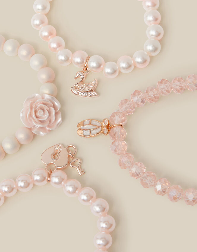 4-Pack Rose Pearl Bead Bracelets, , large