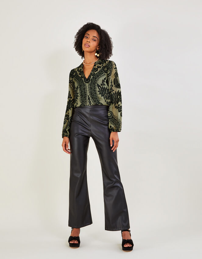 Diana Paisley Embellished Devore Blouse, Green (KHAKI), large