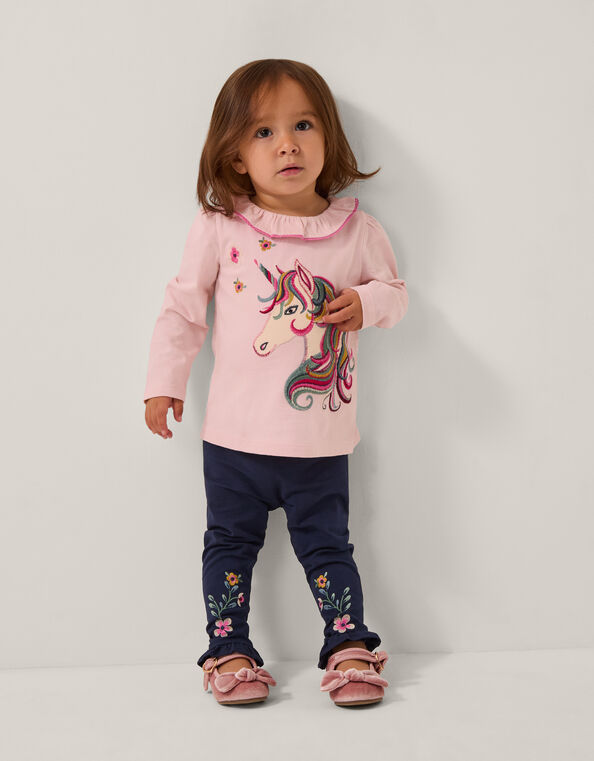 Baby Unicorn Top & Floral Leggings Set, Pink (PINK), large
