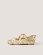 Sequin Mary Jane Ballet Flats, Gold (GOLD), large