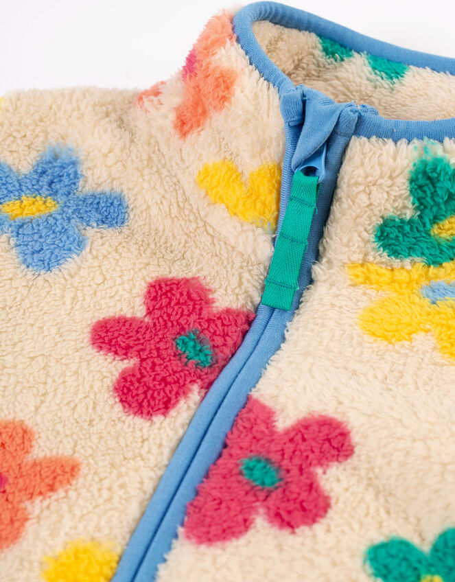 Frugi Flower Print Zip Fleece, Multi (MULTI), large