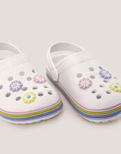 Flower Stripe Clogs, Ivory (IVORY), large