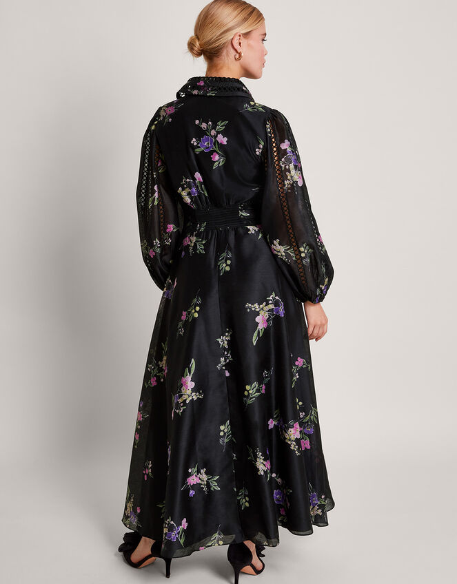 Lizza Floral Shirt Dress, Black (BLACK), large