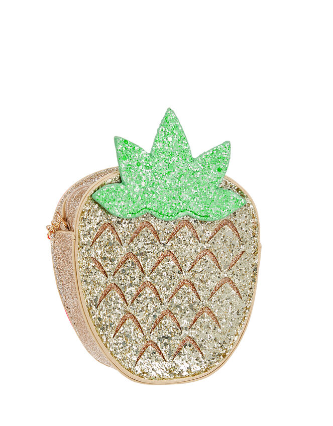 Pineapple and Strawberry Reversible Glitter Bag, , large