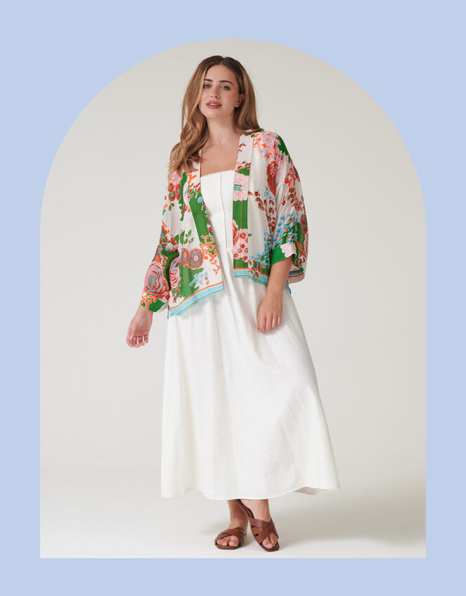 One Hundred Stars Kitsch Bouquet Short Kimono, , large