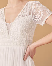 Beth Beaded Floral Plunge Bridal Dress, Ivory (IVORY), large