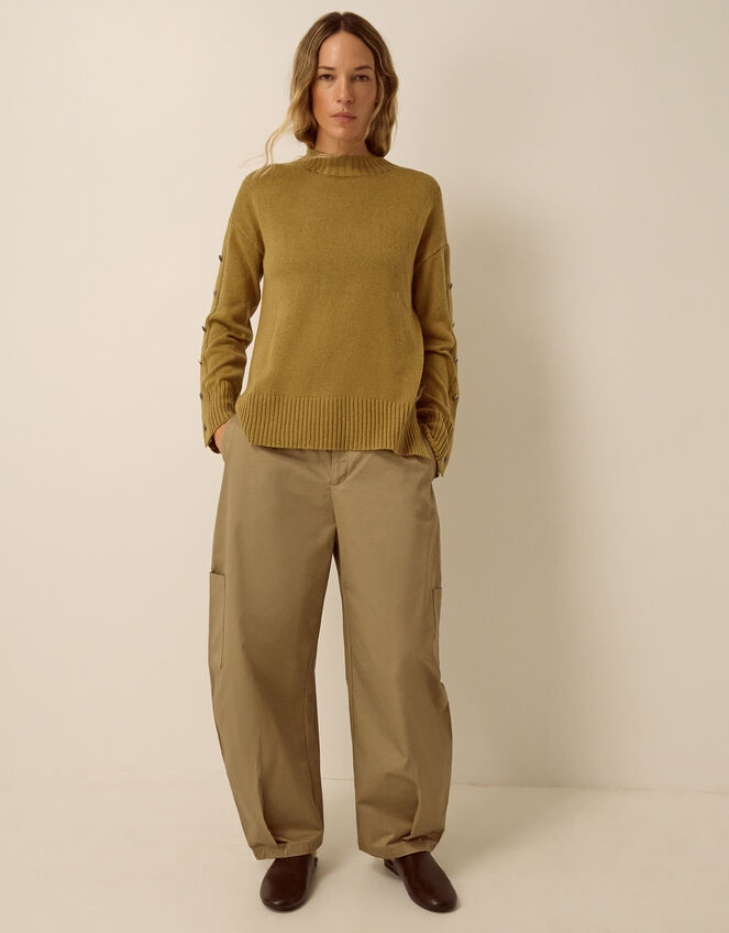 Bree Button Knit Jumper, Green (CHARTREUSE), large