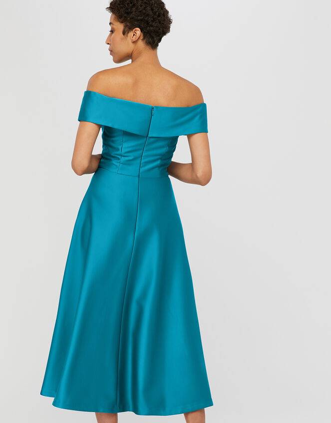 Sigourney Satin Midi Dress, Teal (TEAL), large