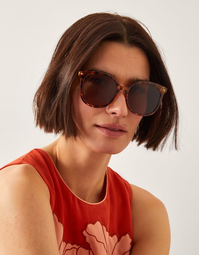 Oversized Tort Round Sunglasses, , large