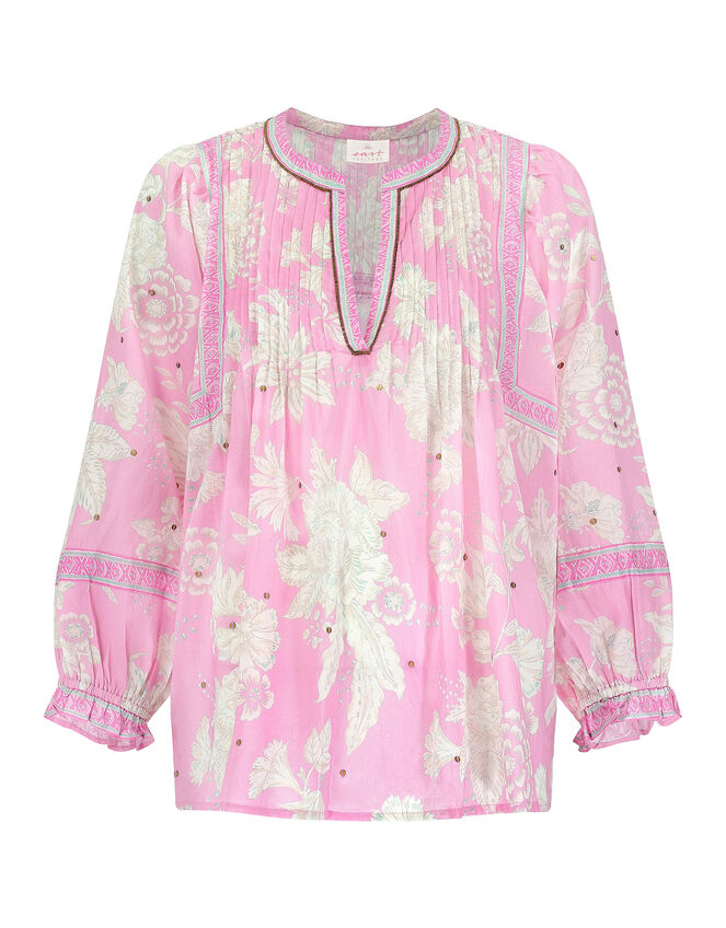 East Embellished Print Blouse Pink