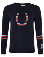 Harriet Novelty Jumper in Wool Blend, Blue (NAVY), large