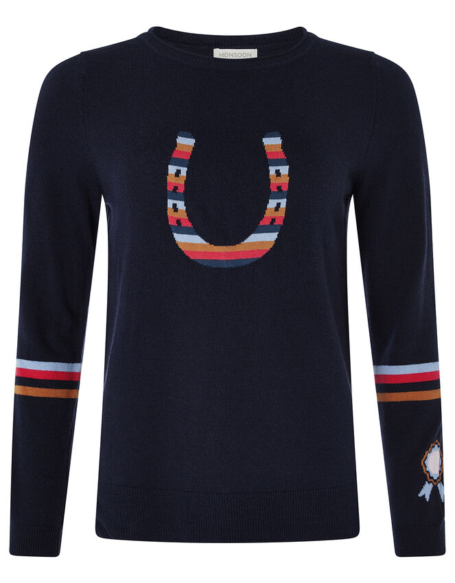 Harriet Novelty Jumper in Wool Blend, Blue (NAVY), large