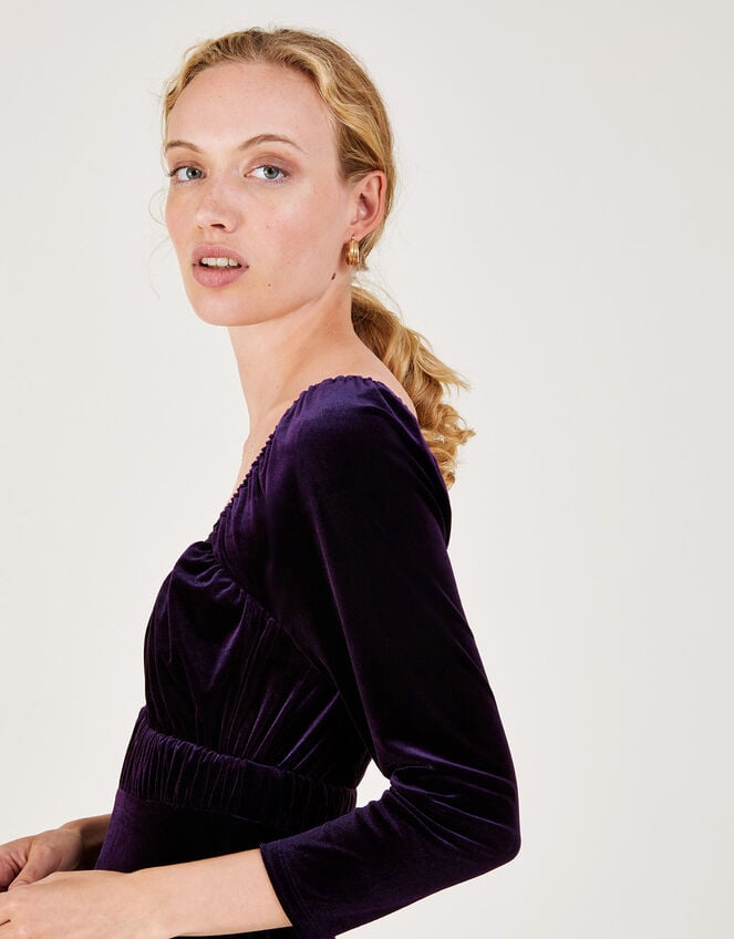 Sara Velvet Midi Dress, Purple (PURPLE), large