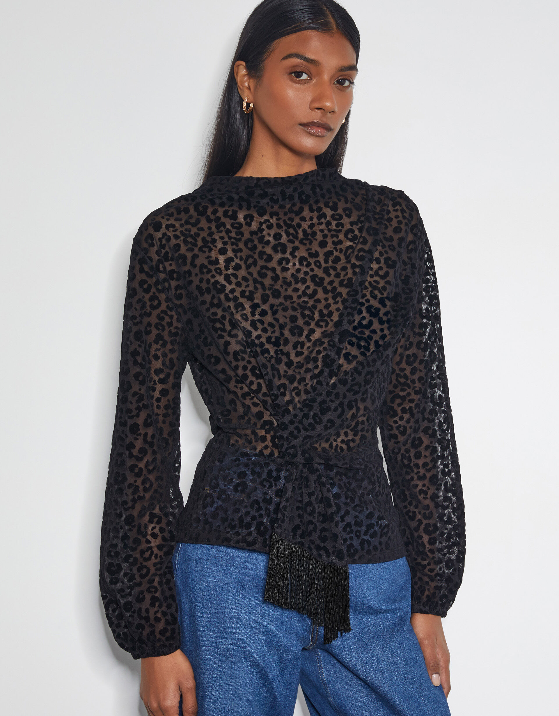 Sheer leopard print top outlet