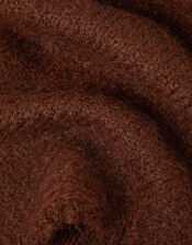 Taya Large Knitted Triangle Scarf, Brown (COGNAC), large