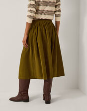 Jenny Corduroy Midi Skirt, Green (CHARTREUSE), large