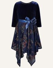 Velvet Devore Dress , Blue (NAVY), large